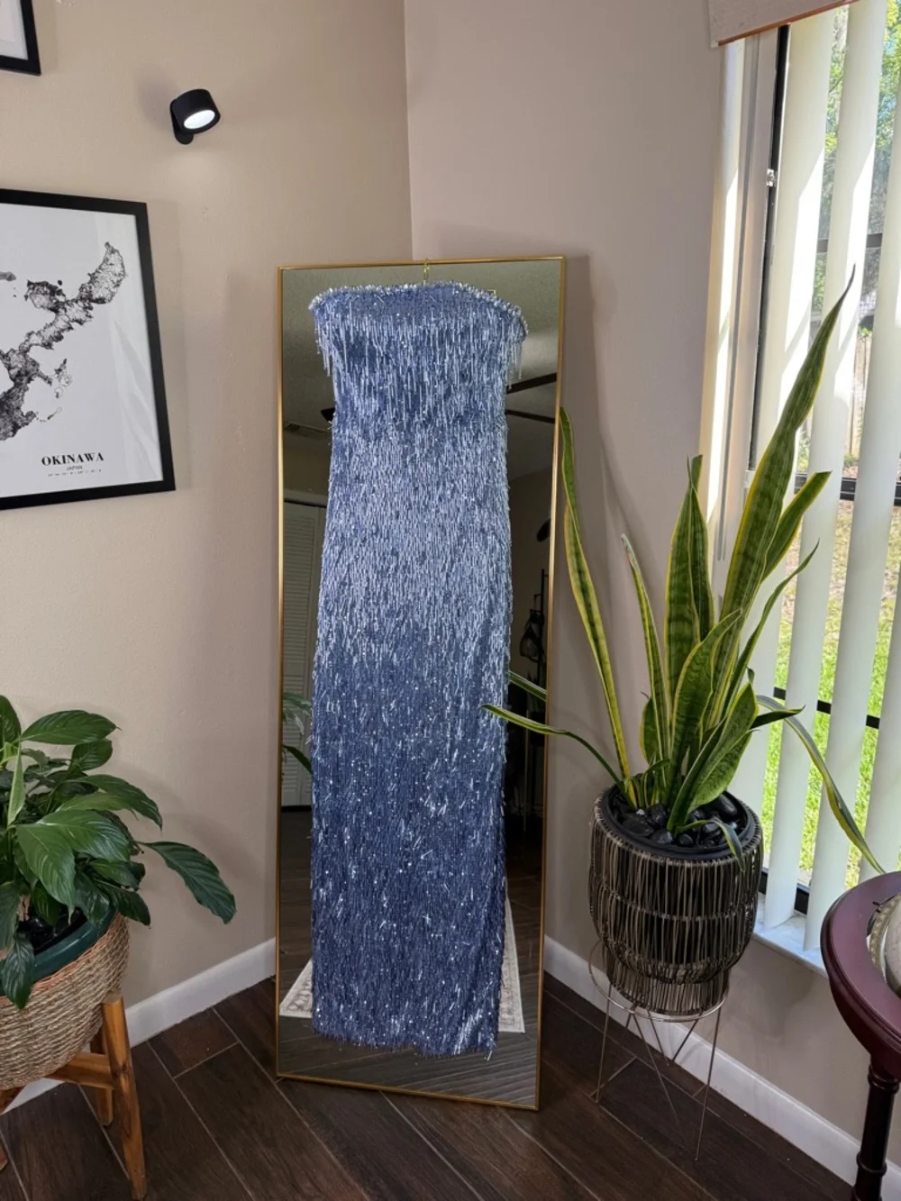Albina Dyla Sapphire Gleam Strapless Sequin Column Dress - Picture 7 of 12